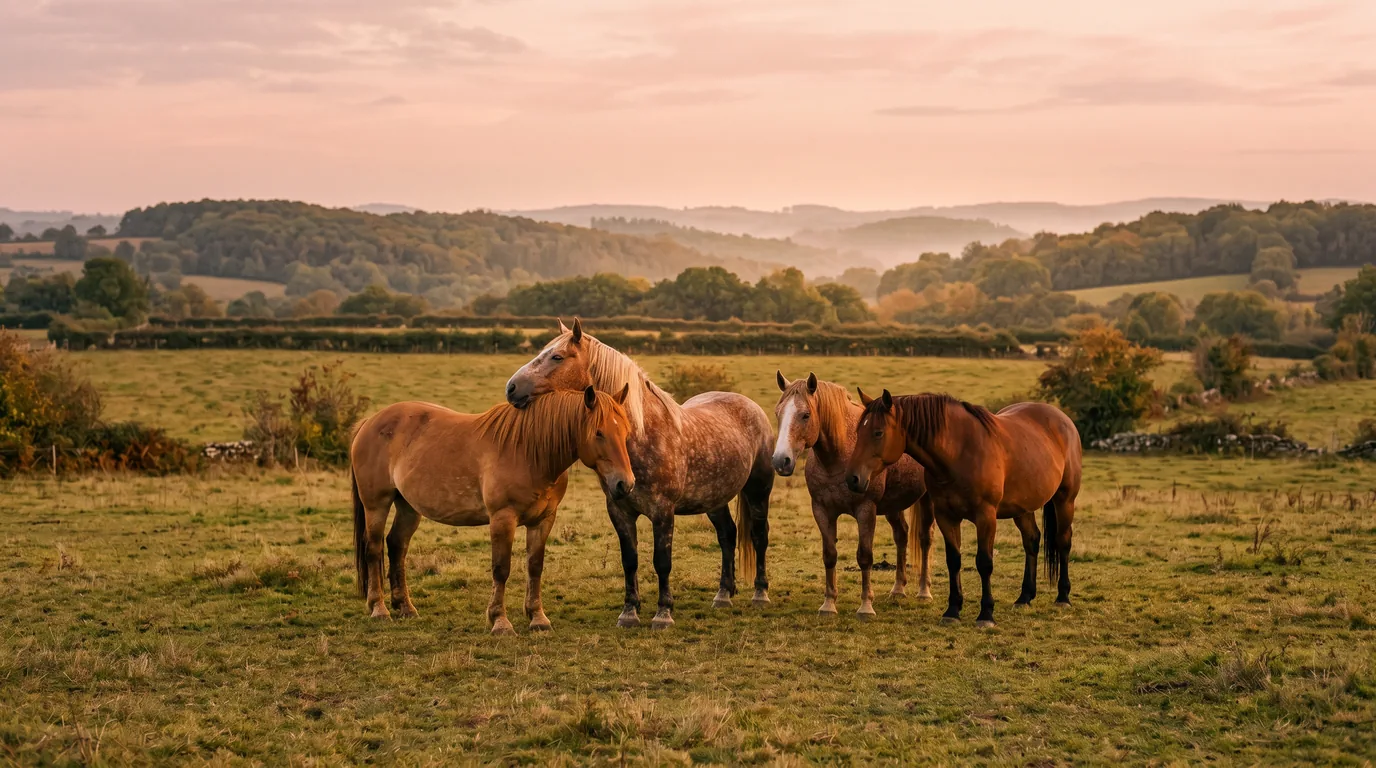 Les chevaux du Centre équestre d'Ambazac en liberté, Haute-Vienne